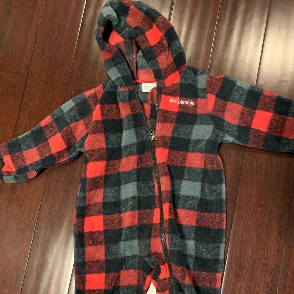 Columbia 6-12M plaid fleece snowsuit